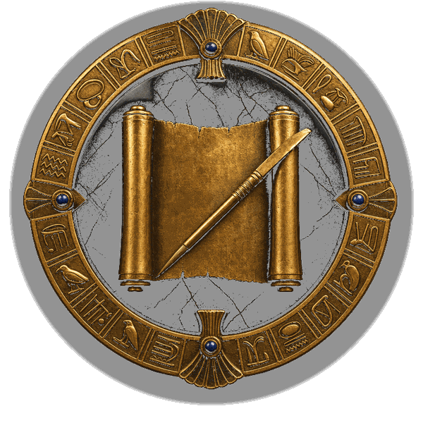 Emblem: Papyrusrolle mit Rohrfeder